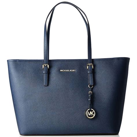 michael kors medium jet set tote navy blue